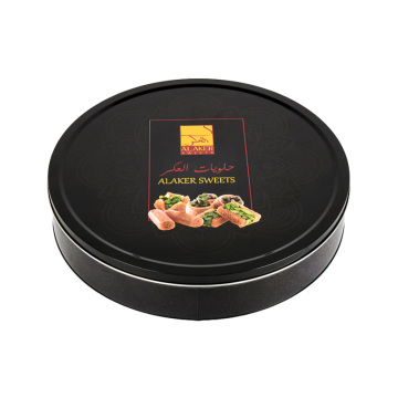 Hot selling empty biscuit tin box round cookie tin